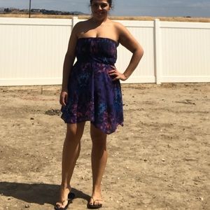 Bloomingdale’s aqua strapless dress